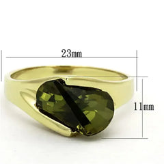LOS655 - Gold 925 Sterling Silver Ring with AAA Grade CZ in Olivine - Femstylo