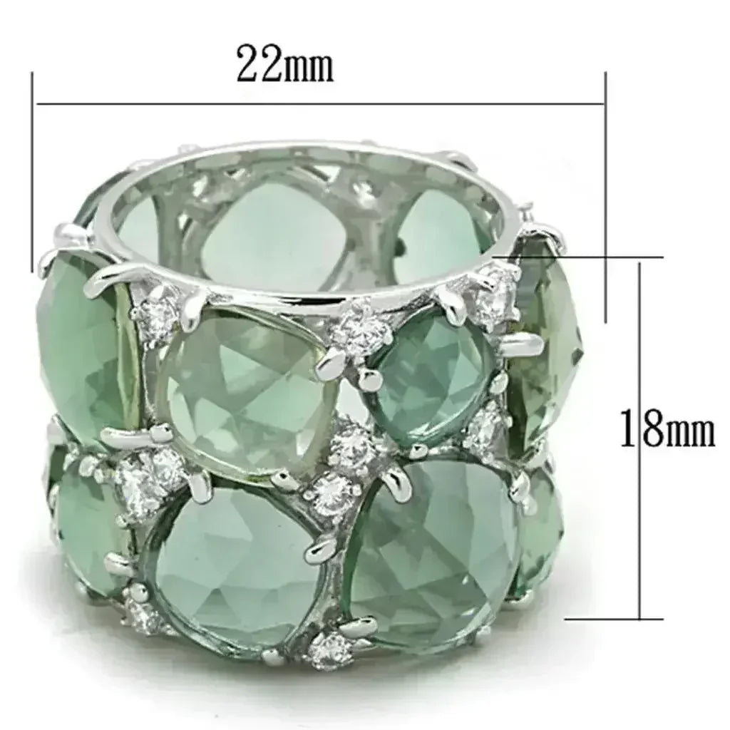 LOS764 - Rhodium 925 Sterling Silver Ring with Synthetic Synthetic - Femstylo