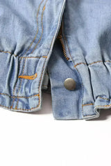 Women Light Blue Roll Hem Paper Bag Waist Denim Shorts - Femstylo