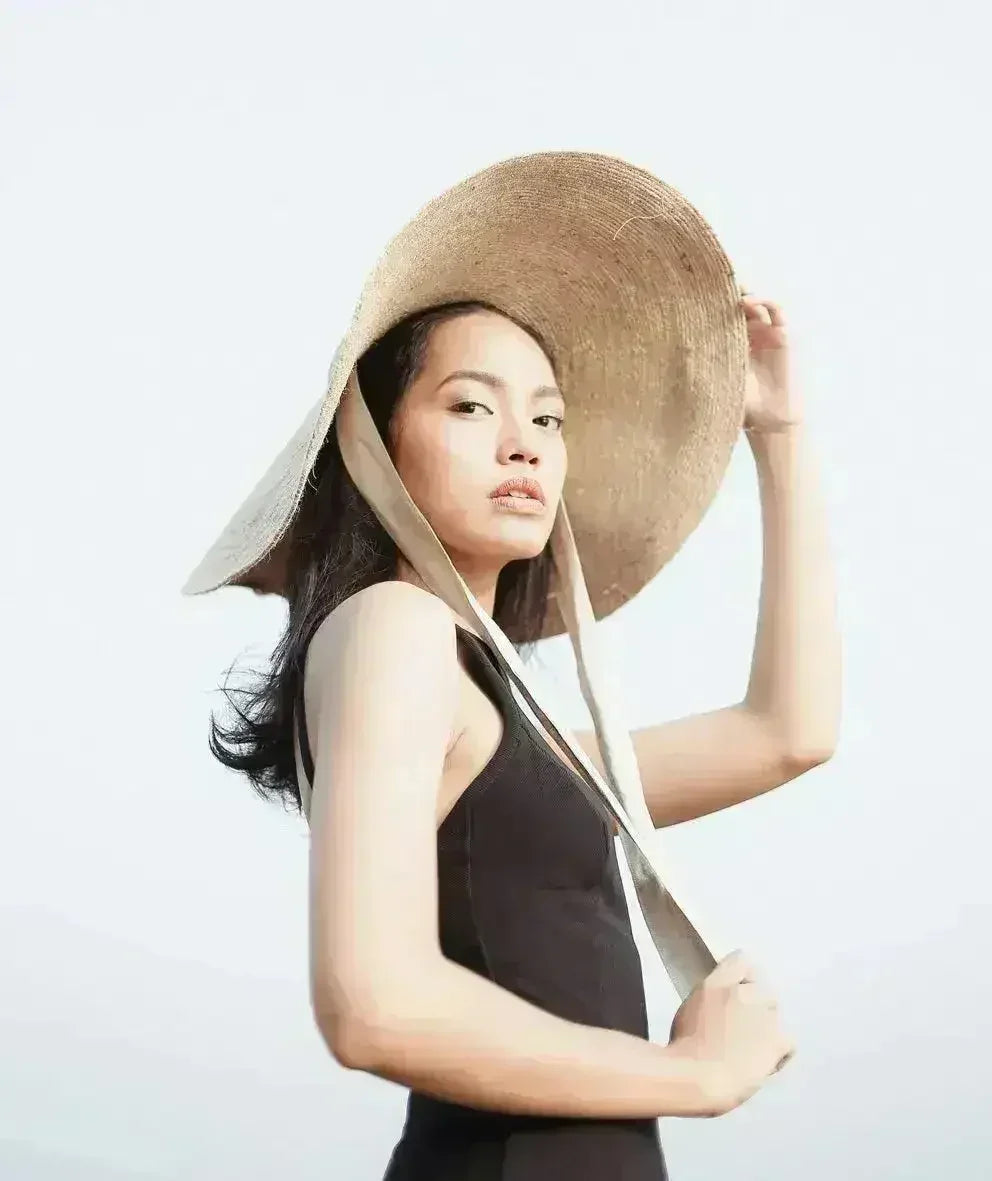 LOLA Wide Brim Jute Straw Hat In Natural Beige - Femstylo