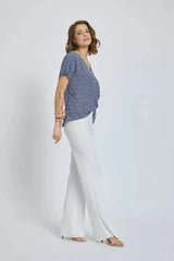 V-Neck Short Sleeve Wrap Front Top for Women - Femstylo