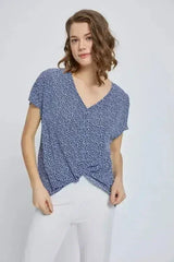 V-Neck Short Sleeve Wrap Front Top for Women - Femstylo