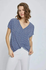 V-Neck Short Sleeve Wrap Front Top for Women - Femstylo