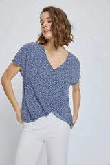 V-Neck Short Sleeve Wrap Front Top for Women - Femstylo