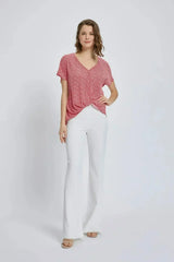 V-Neck Short Sleeve Wrap Front Top for Women - Femstylo