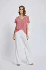 V-Neck Short Sleeve Wrap Front Top for Women - Femstylo