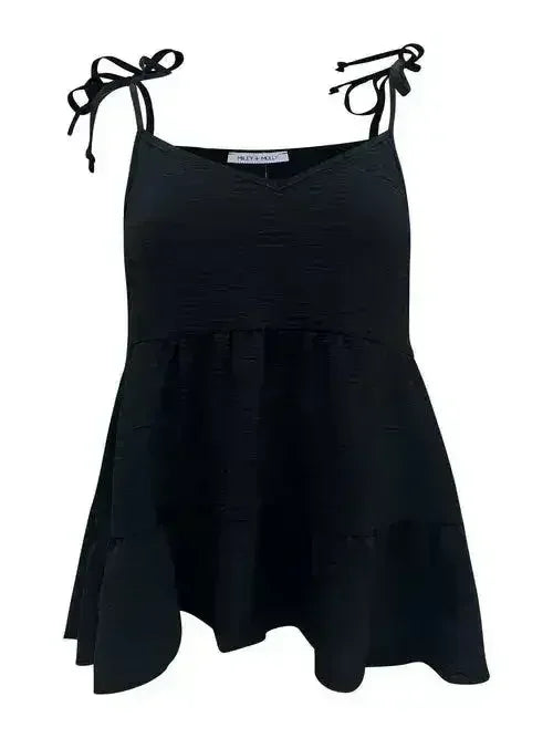 Tie-Strap Tiered Sleeveless Top - Femstylo