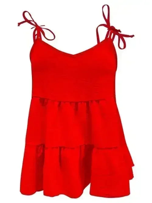 Tie-Strap Tiered Sleeveless Top - Femstylo