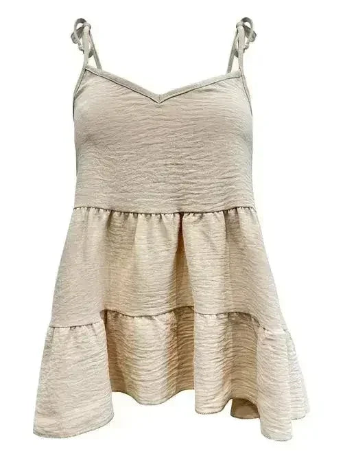Tie-Strap Tiered Sleeveless Top - Femstylo