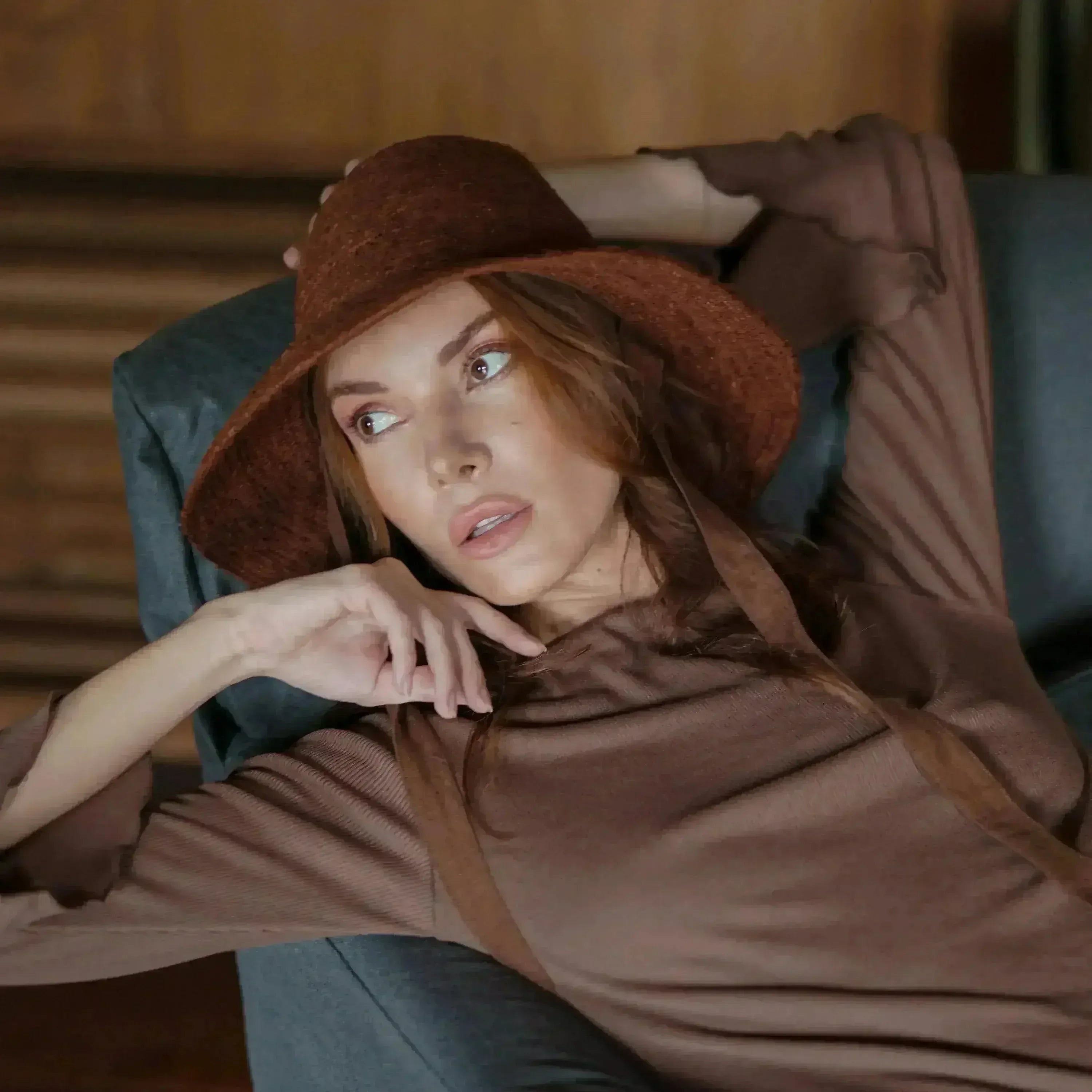 MEG Jute Straw Hat - Burnt Sienna | Tall Crown & Linen Lining - Femstylo