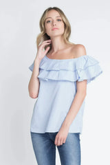 Women's Striped Off Shoulder Ruffle Stripe Blouse | Femstylo - Femstylo