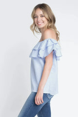 Women's Striped Off Shoulder Ruffle Stripe Blouse | Femstylo - Femstylo