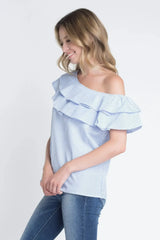 Women's Striped Off Shoulder Ruffle Stripe Blouse | Femstylo - Femstylo