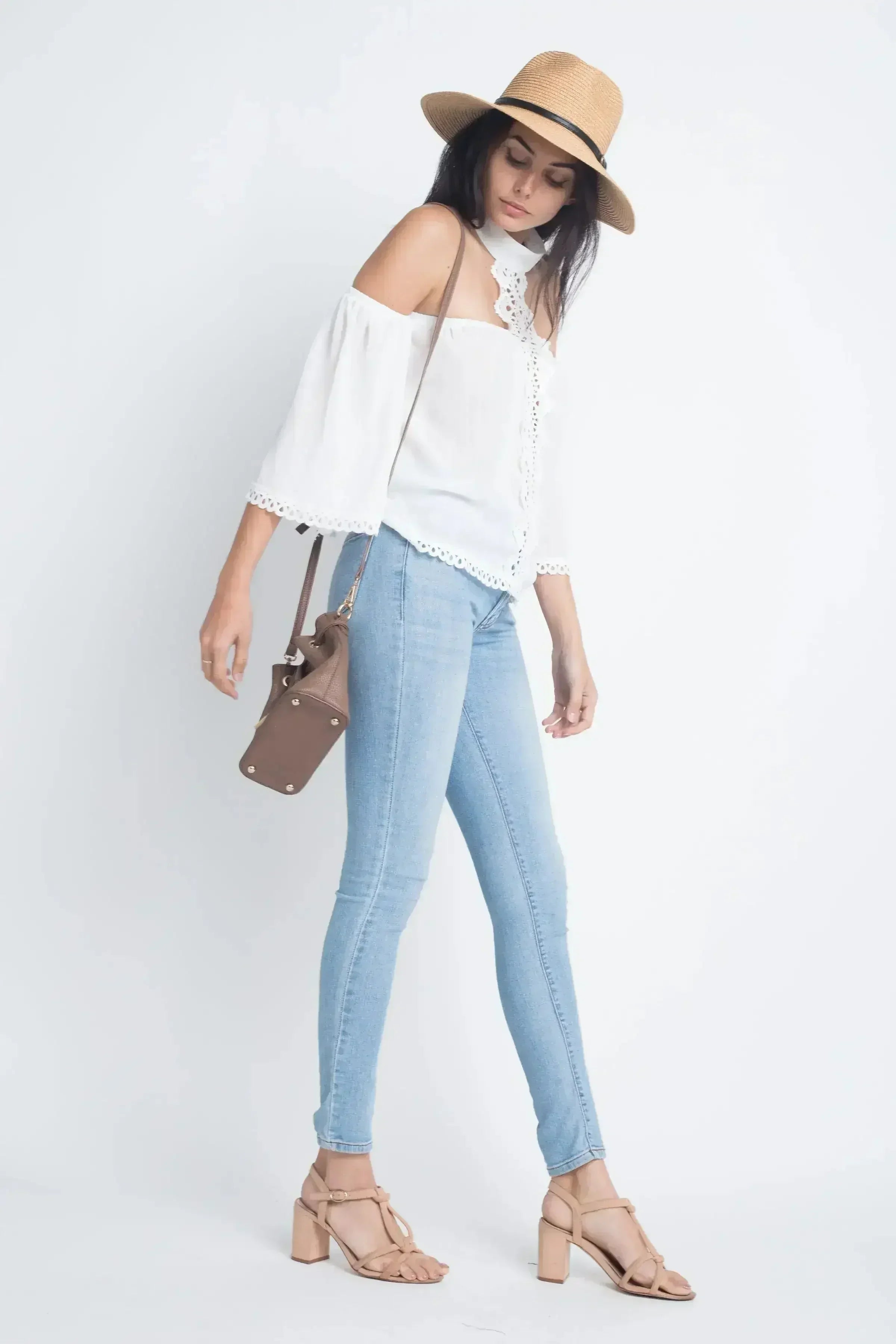 Women's High Neck Long Sleeve Crochet Top - Femstylo