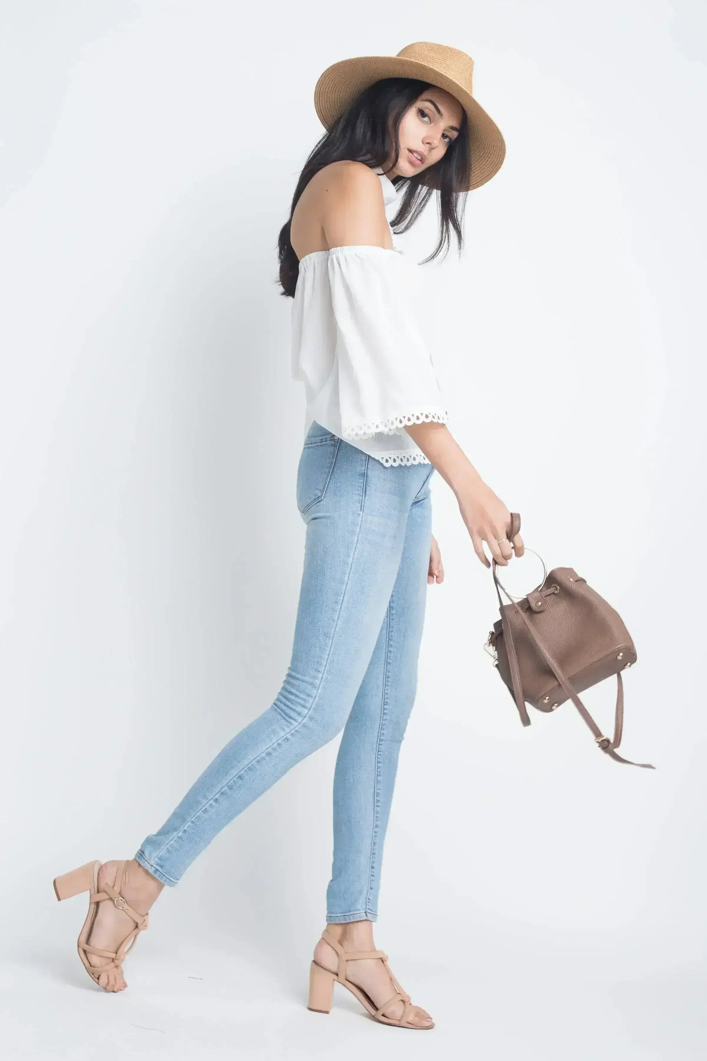 Women's High Neck Long Sleeve Crochet Top - Femstylo