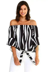Women's Strapless Striped Bandage Blouse - Femstylo