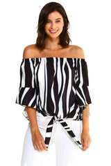 Women's Strapless Striped Bandage Blouse - Femstylo
