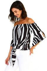 Women's Strapless Striped Bandage Blouse - Femstylo