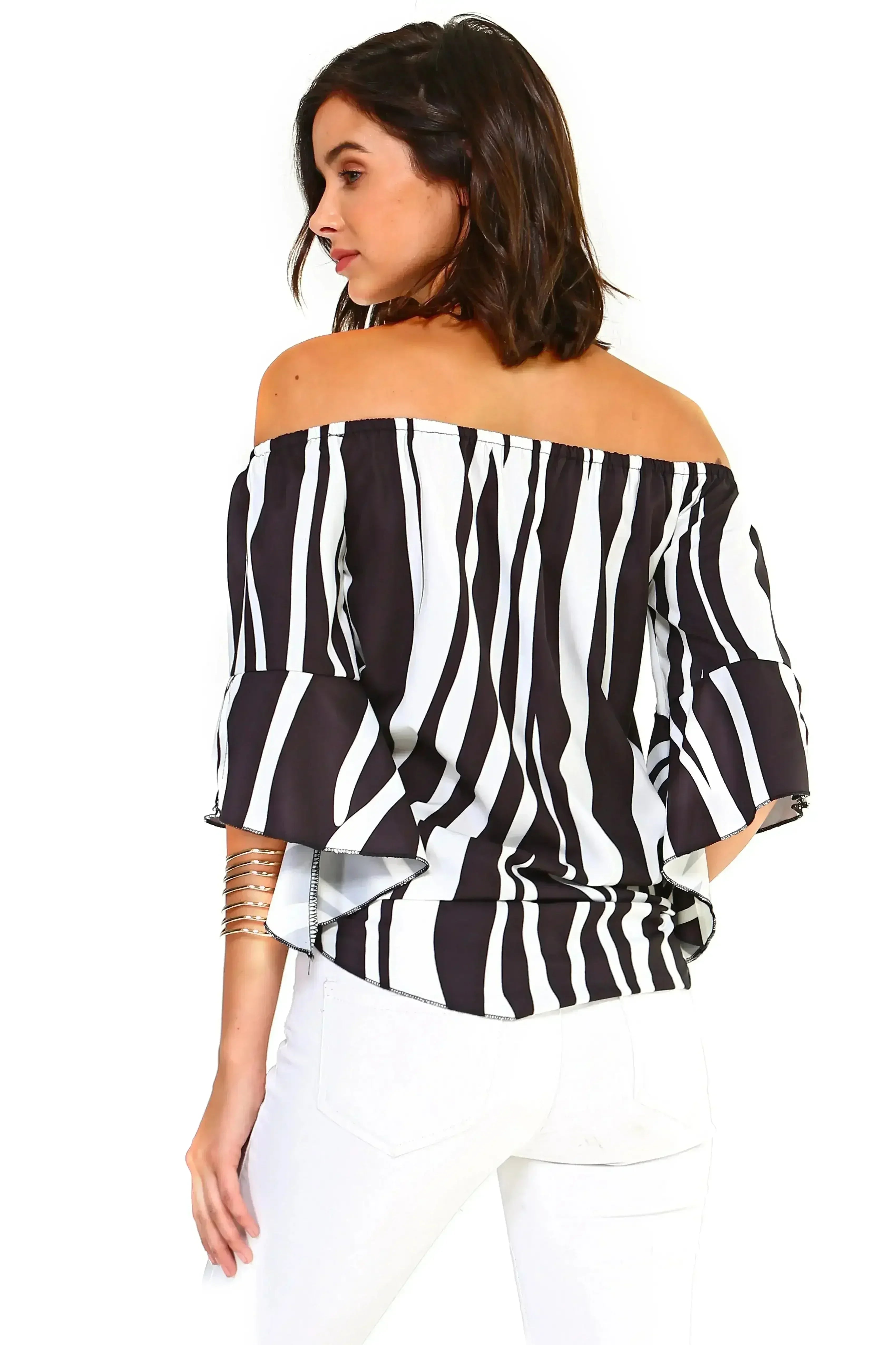 Women's Strapless Striped Bandage Blouse - Femstylo