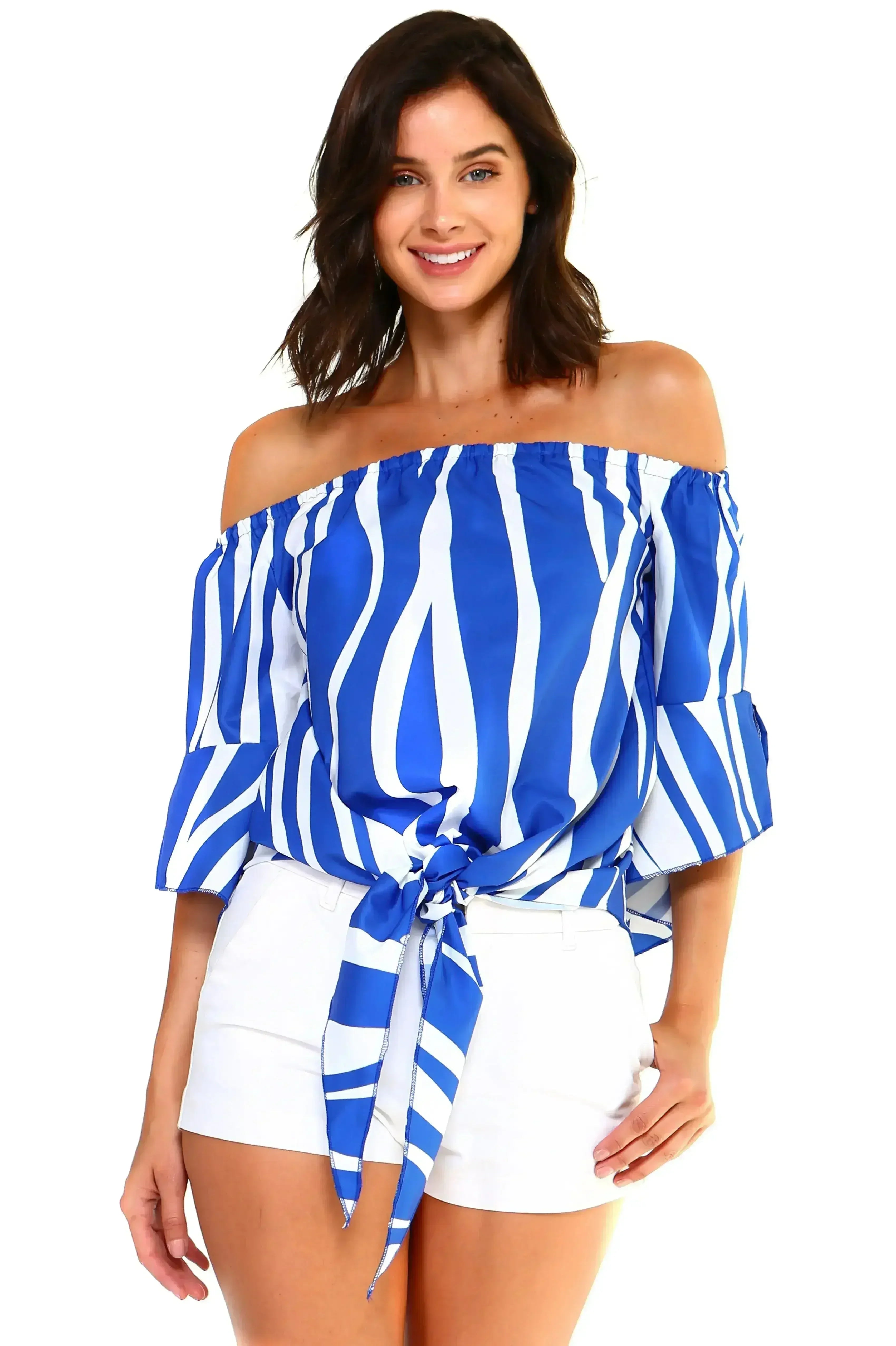 Women's Strapless Striped Bandage Blouse - Femstylo