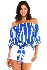Women's Strapless Striped Bandage Blouse - Femstylo