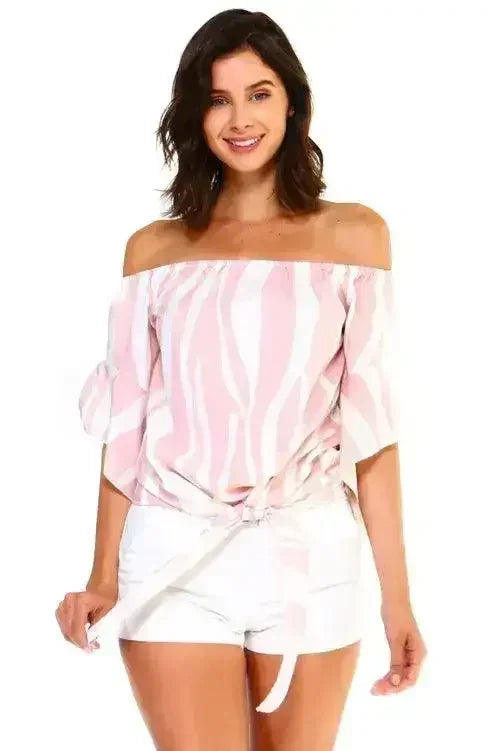 Women's Strapless Striped Bandage Blouse - Femstylo