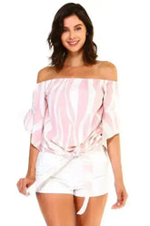 Women's Strapless Striped Bandage Blouse - Femstylo