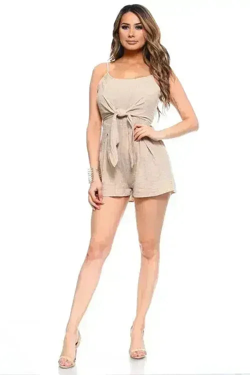 Women's Front Tie Tank Romper with Open back - Femstylo