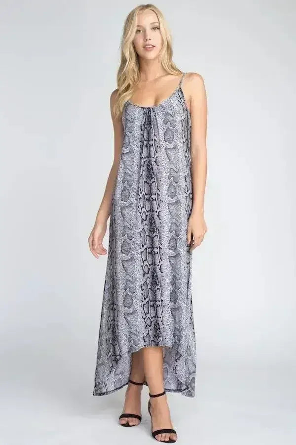 Women's Snakeskin Print Maxi Tank Dress - Femstylo