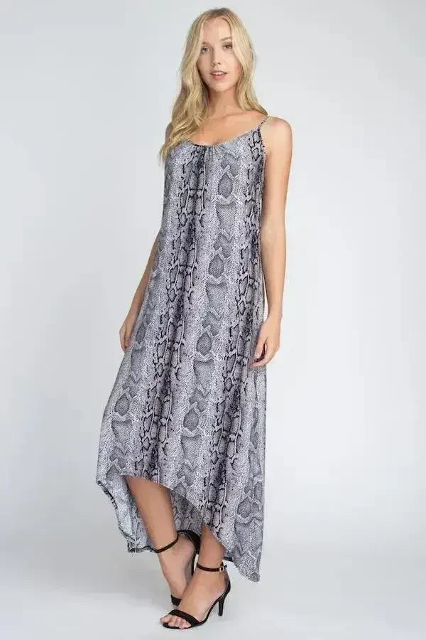 Women's Snakeskin Print Maxi Tank Dress - Femstylo