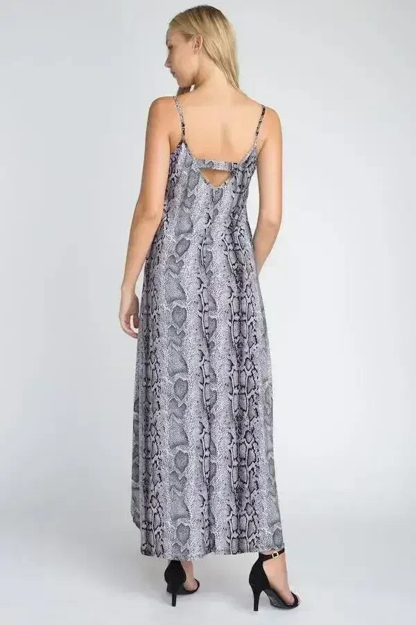 Women's Snakeskin Print Maxi Tank Dress - Femstylo