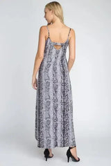 Women's Snakeskin Print Maxi Tank Dress - Femstylo