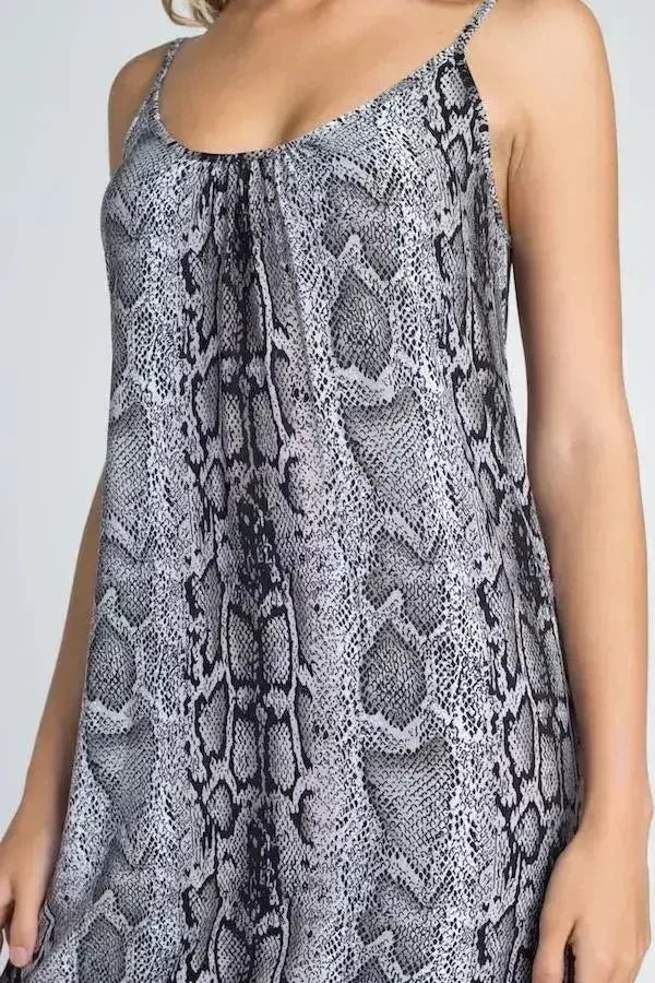 Women's Snakeskin Print Maxi Tank Dress - Femstylo
