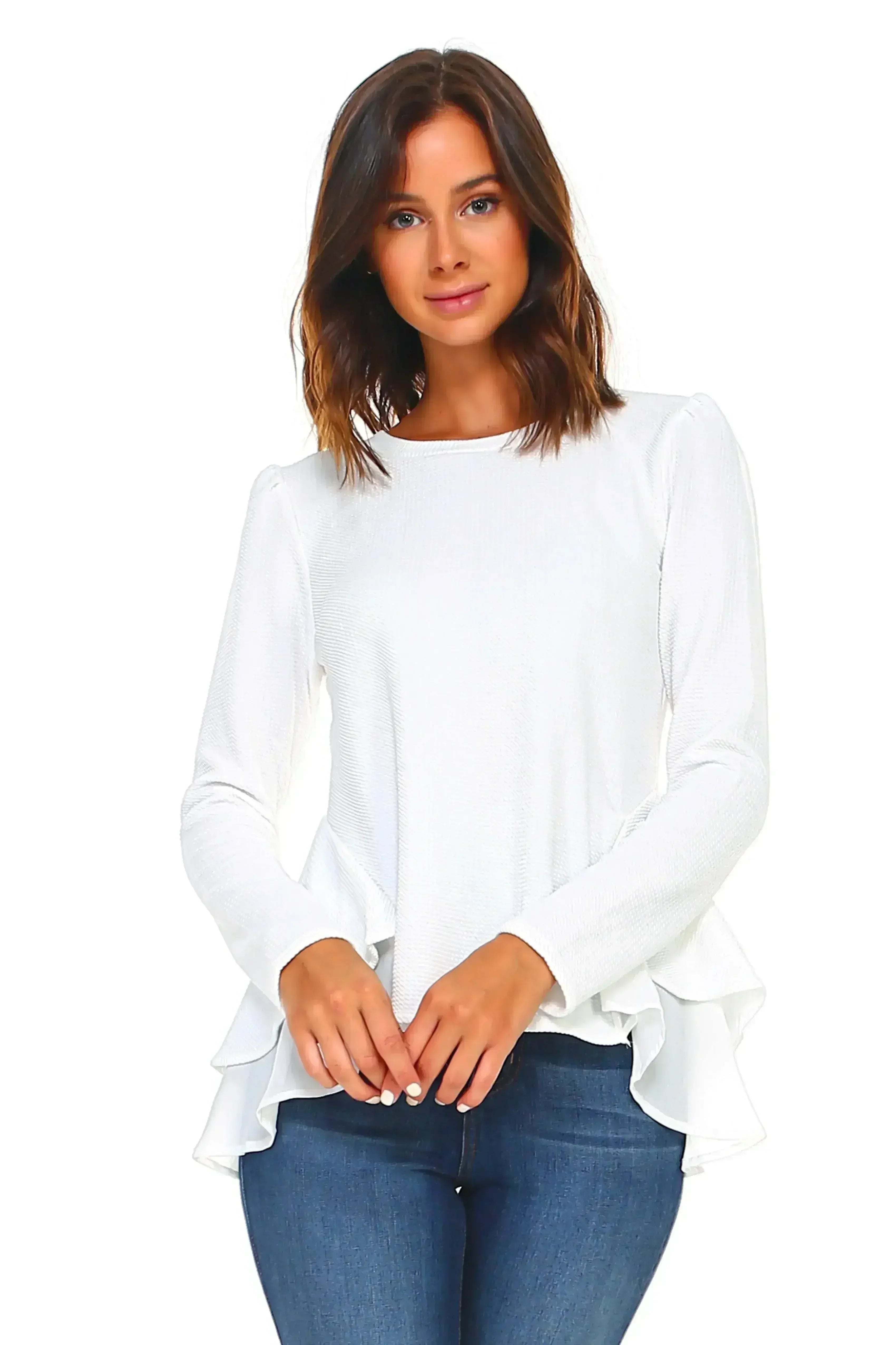 Women's Long Sleeve Ruffle Top - Femstylo