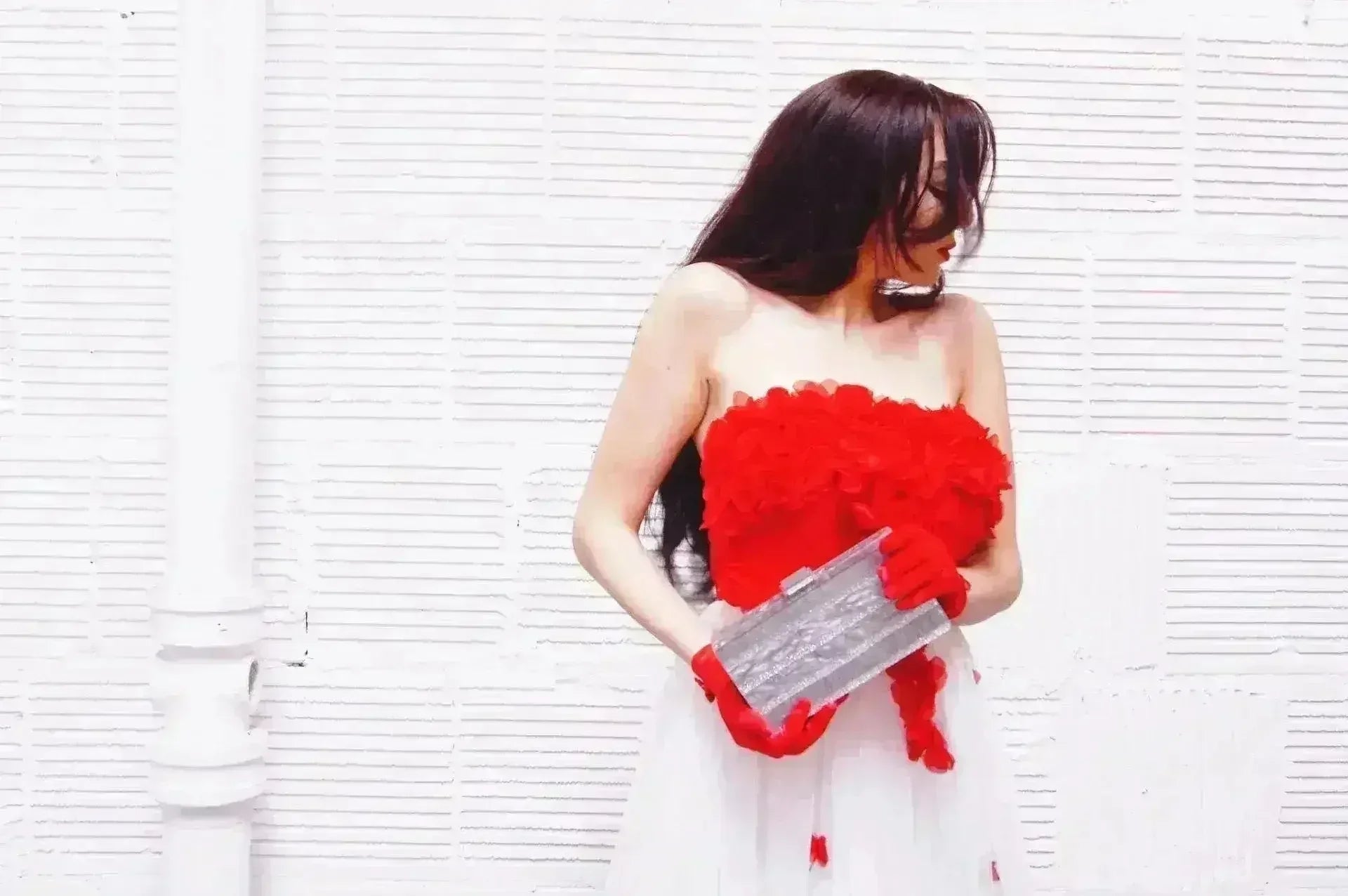 Marble Silver Stripe Box Clutch - Femstylo