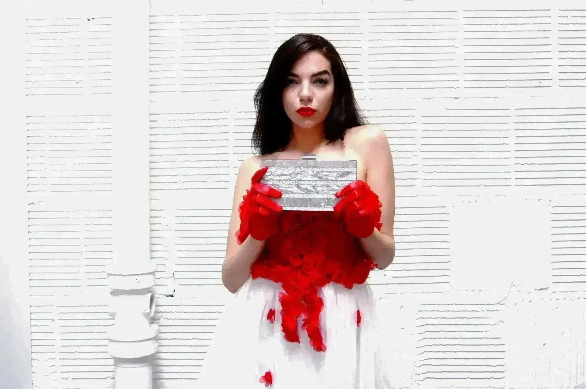 Marble Silver Stripe Box Clutch - Femstylo