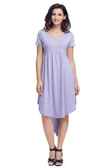 Mauve Short Sleeve High Low Casual Swing Dress - Femstylo