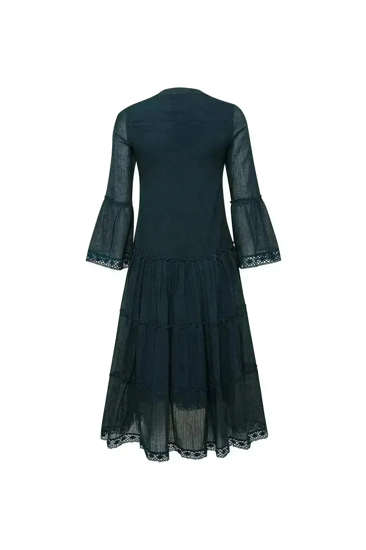 MIKA Cotton Maxi Dress - Petrol | Boho Peasant Style | Femstylo - Femstylo