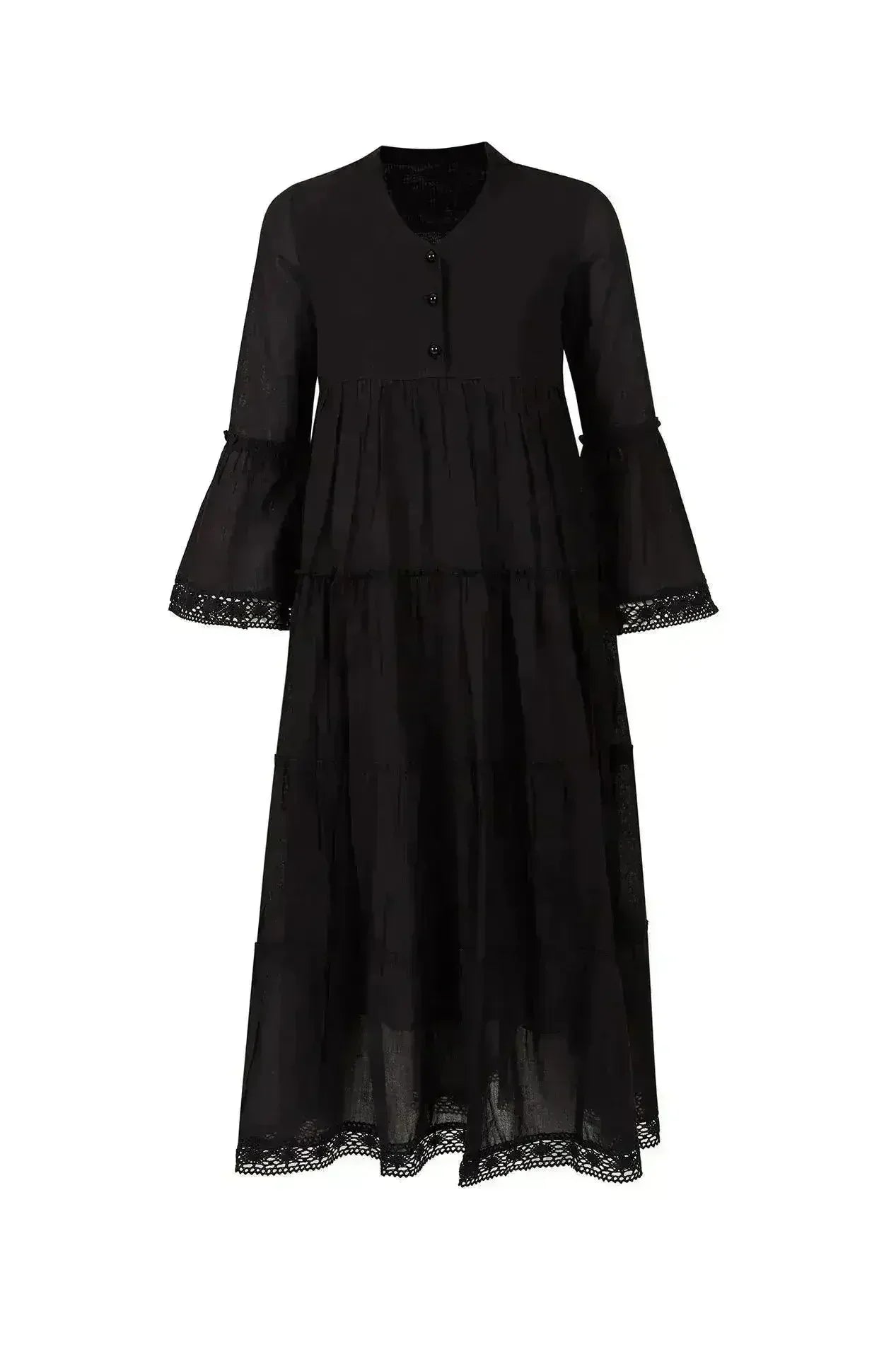 MIKA Black Maxi Dress | Boho Peasant Style | Femstylo - Femstylo