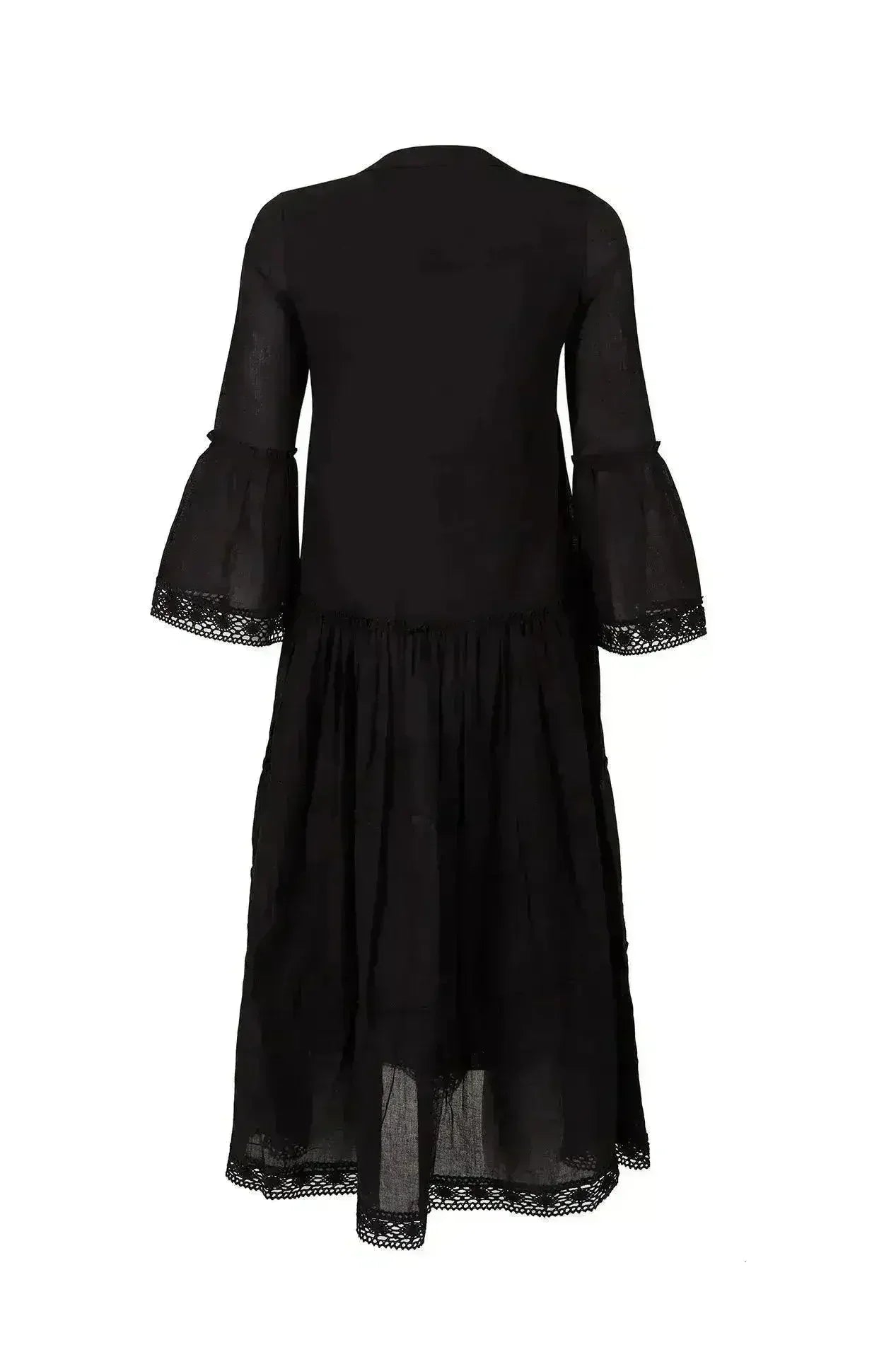 MIKA Black Maxi Dress | Boho Peasant Style | Femstylo - Femstylo