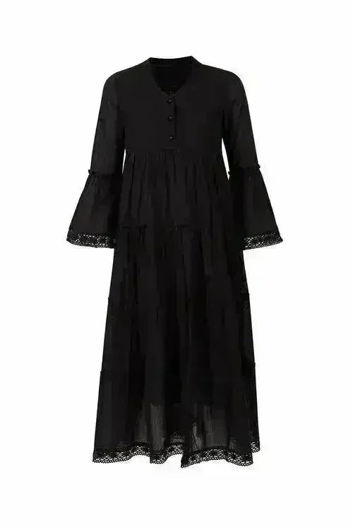 MIKA Black Maxi Dress | Boho Peasant Style | Femstylo - Femstylo