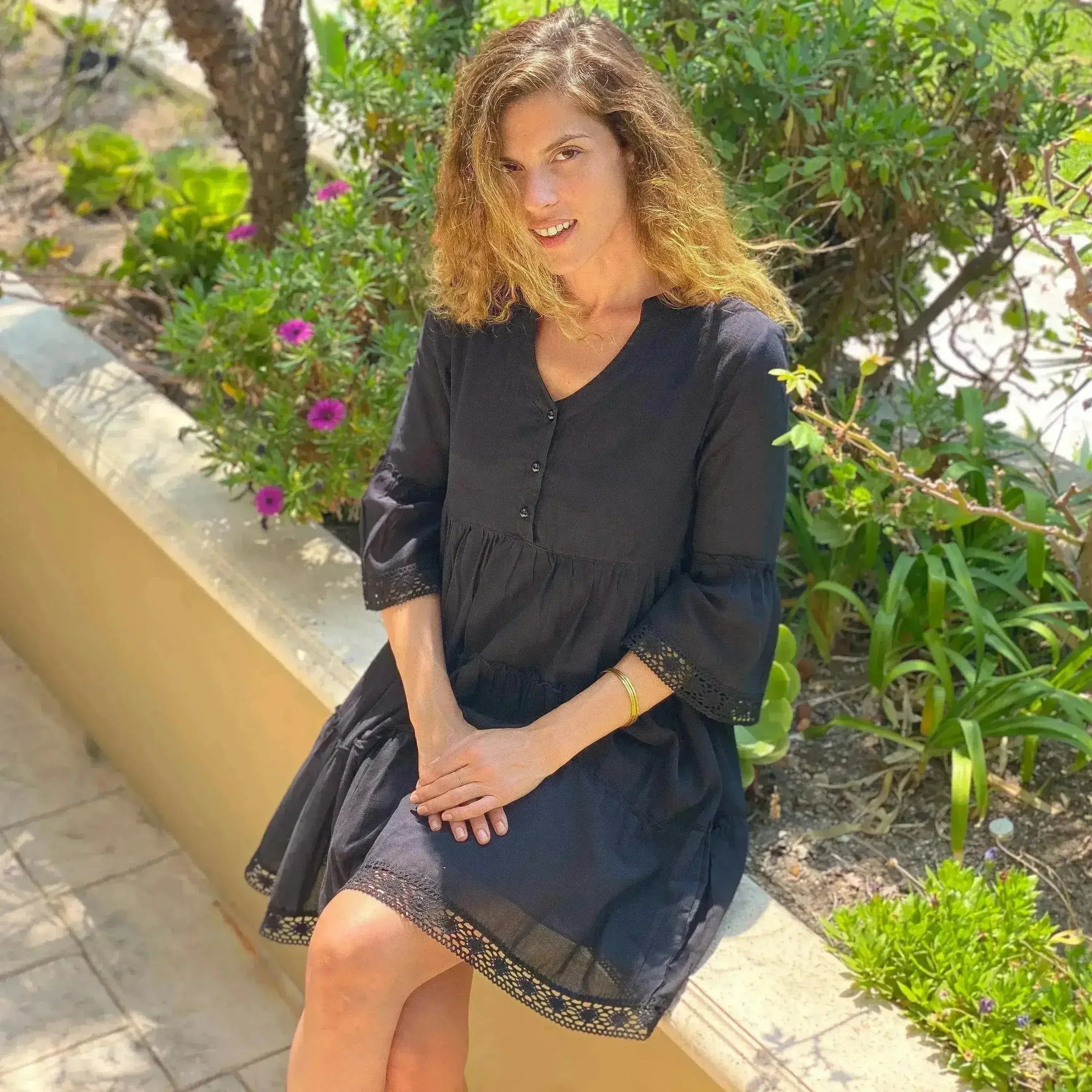 MIKA Black Mini Dress | Boho Peasant Style | Femstylo - Femstylo