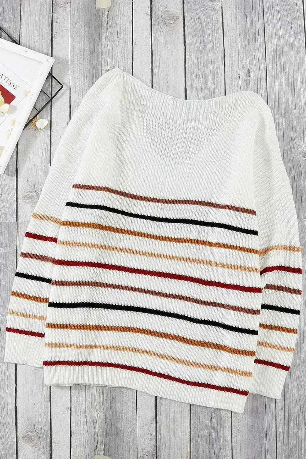 Multicolor Striped Loose Knit Sweater - Femstylo