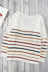 Multicolor Striped Loose Knit Sweater - Femstylo