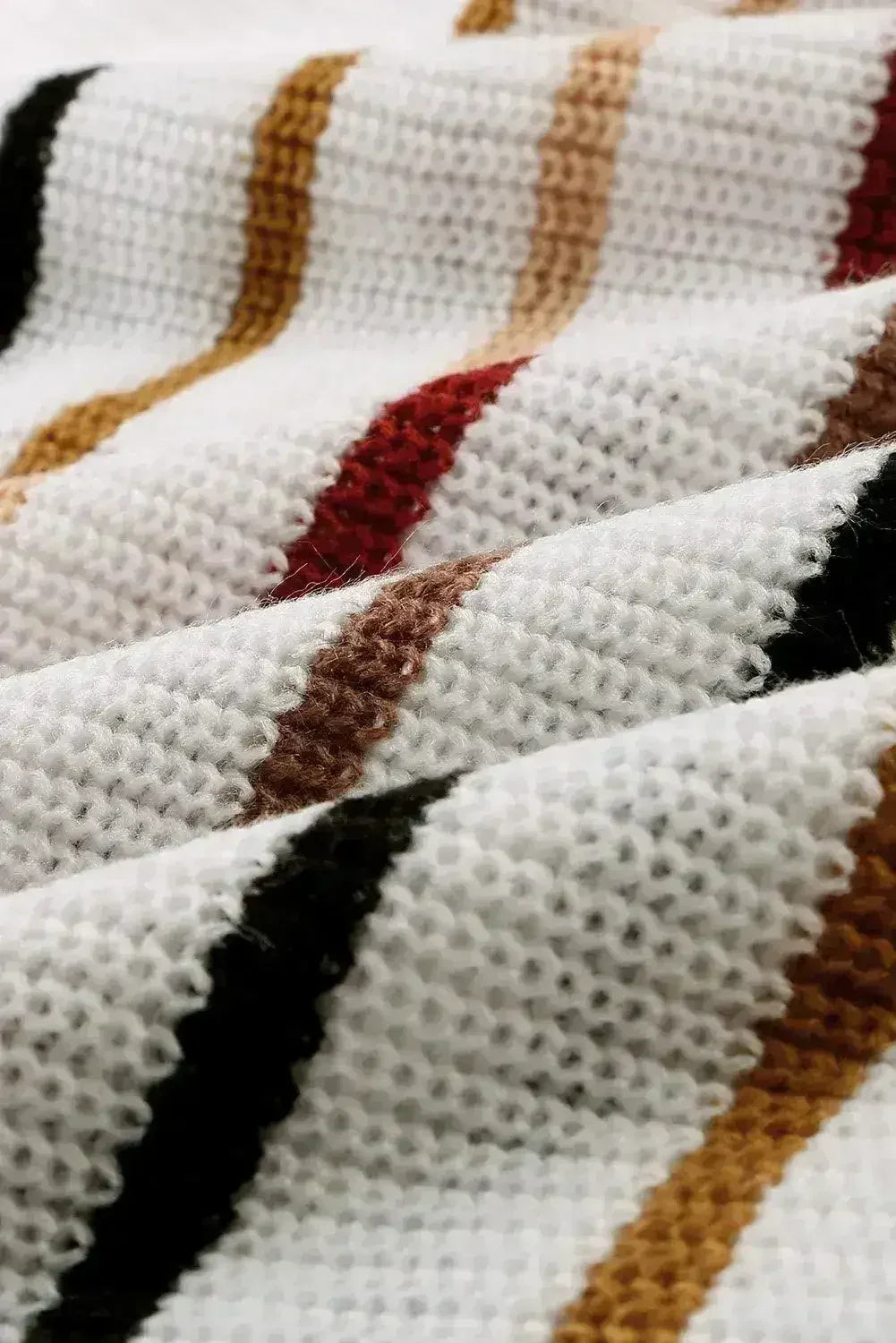 Multicolor Striped Loose Knit Sweater - Femstylo