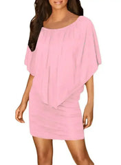 Pink Flounced Mini Dress | Multi-Way Shoulder Styles | Femstylo - Femstylo