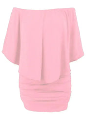 Pink Flounced Mini Dress | Multi-Way Shoulder Styles | Femstylo - Femstylo