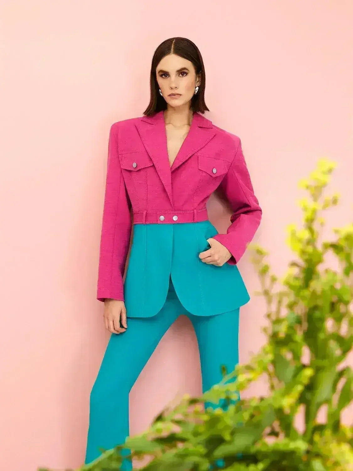 Color Block Double Breasted Jacket - Femstylo