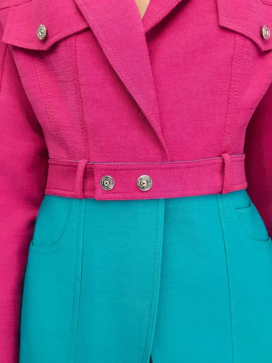 Color Block Double Breasted Jacket - Femstylo