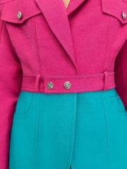 Color Block Double Breasted Jacket - Femstylo